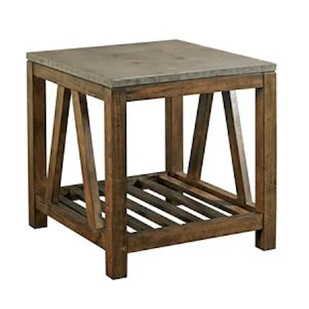 Industrial Rustic End Table with Finished Concrete Top